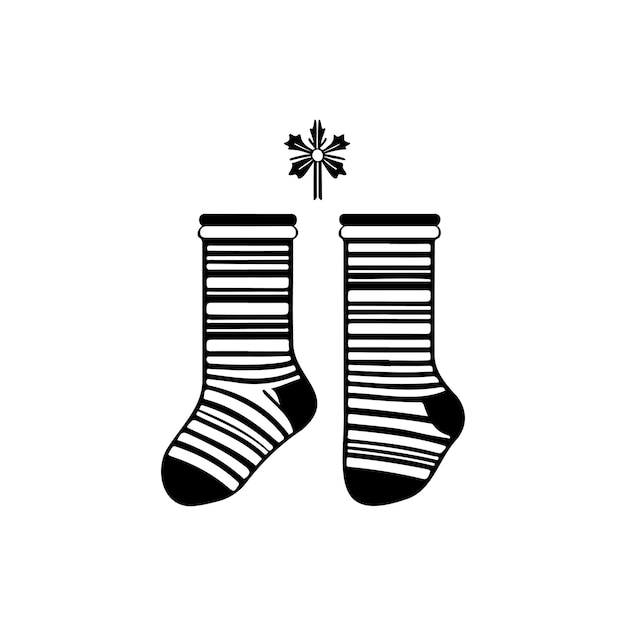 Socks Icon hand draw black colour christmas logo vector element and symbol perfect