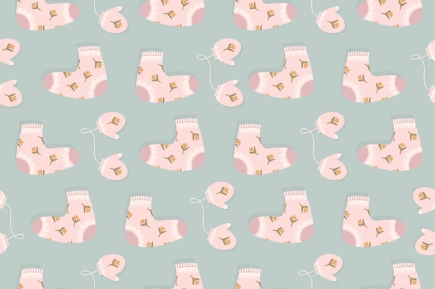 Vector socks and mittens seamless pattern