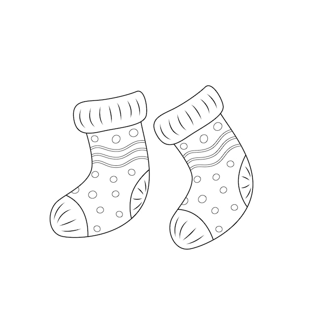 水玉模様のソックス カラーミー 黒と白の暖かい靴下ベクトル