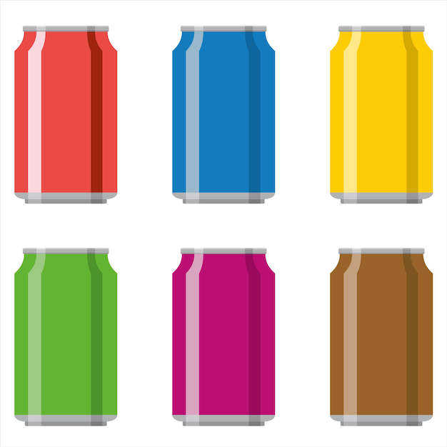 Soda aluminium kan vectorillustratie geïsoleerd op een witte achtergrond instellen.