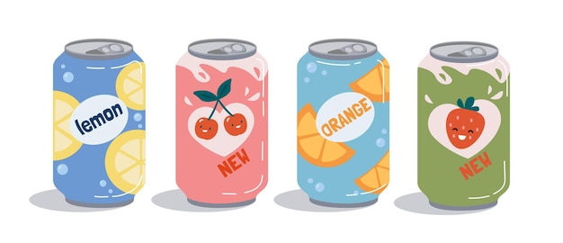 Vector soda bottle fruit set