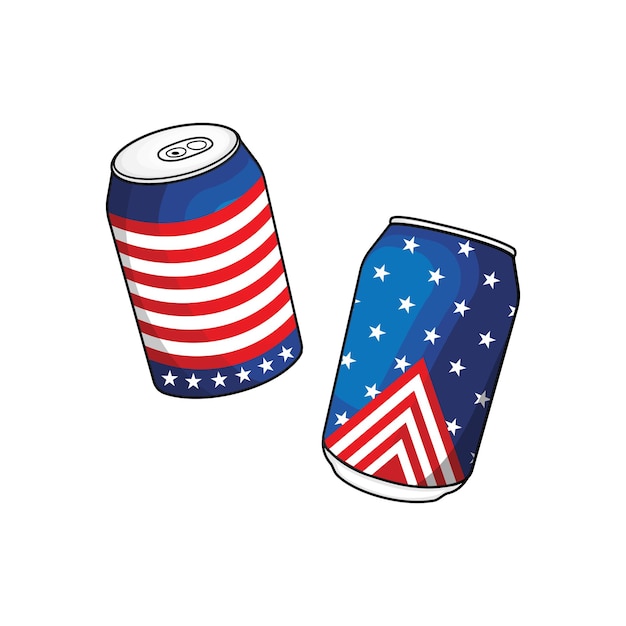 Soda can in american flag style illustration vector graphic