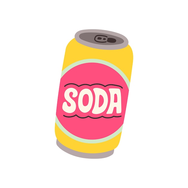 Soda can. Hand drawn Vector of soft Drink in aluminum Cans. Carbonated water. Trendy illustration