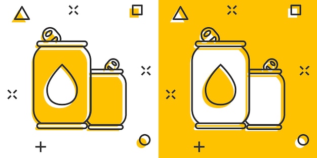 Иконка банки содовой в стиле комиксов векторная иллюстрация бутылки напитка на изолированном фоне знак эффекта всплеска напитка бизнес-концепция