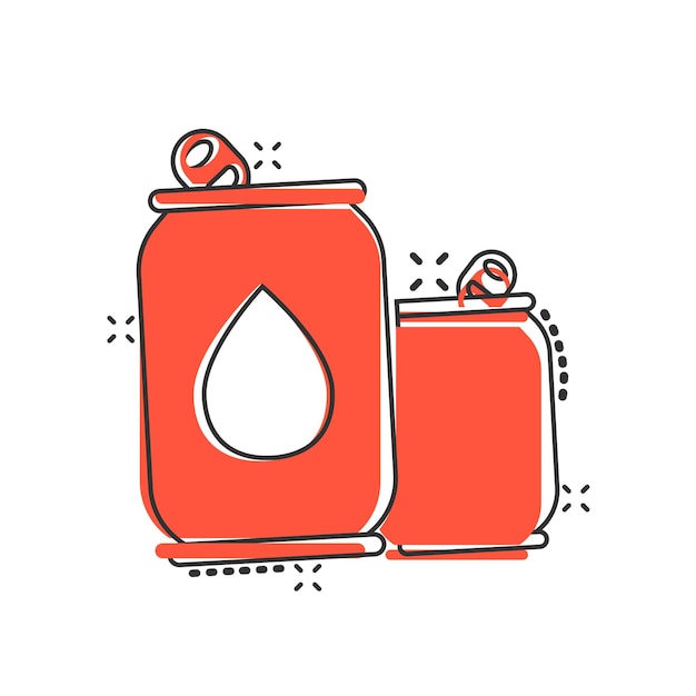 Вектор Иконка банки содовой в стиле комиксов векторная иллюстрация бутылки напитка на изолированном фоне знак эффекта всплеска напитка бизнес-концепция