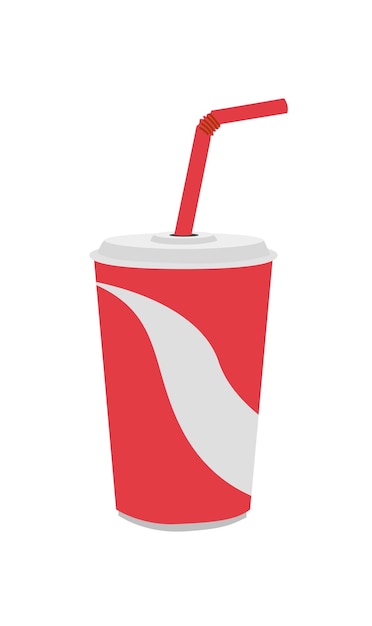 Soda cup vector set Paper cup of soda with red straw Cinema concept Beverage cup Paper waste