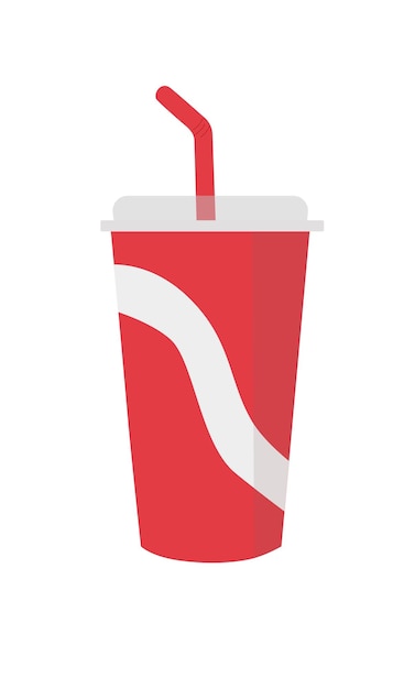 Soda cup vector set papieren beker frisdrank met rood rietje bioscoopconcept drankbeker papierafval