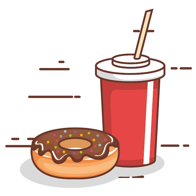 Soda cup with sweet donut