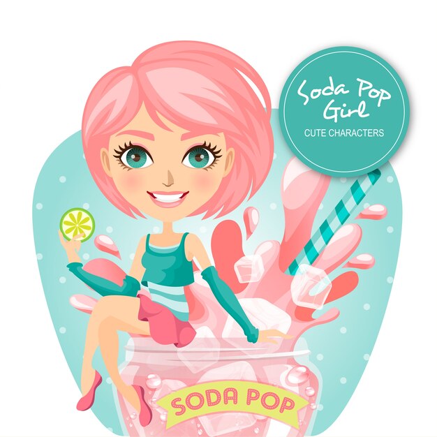 Vector soda pop girl character