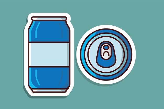 Soda in red aluminum cans sticker vector illustration food and drink object icon concept