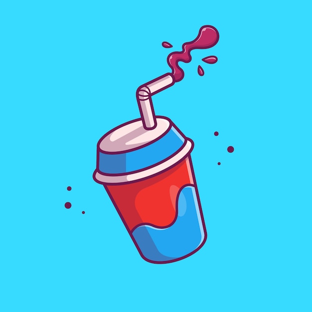 Soda with straw   icon illustration. movie cinema icon concept isolated   . flat cartoon style