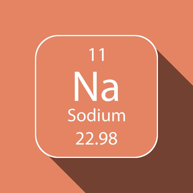 Sodium symbol with long shadow design Chemical element of the periodic table Vector illustration