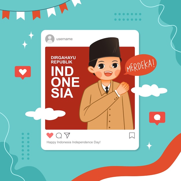 Vector soekarno merdeka dirgahayu republik indonesië 17 augustus