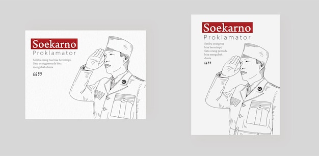 soekarno vector lijntekeningen Kemerdekaan Republik Indonesia