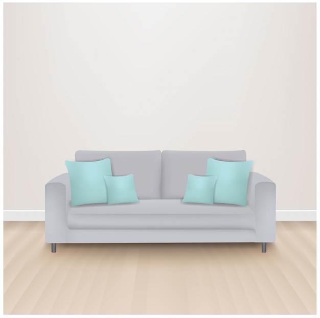 Vector sofa bed with mint pillows