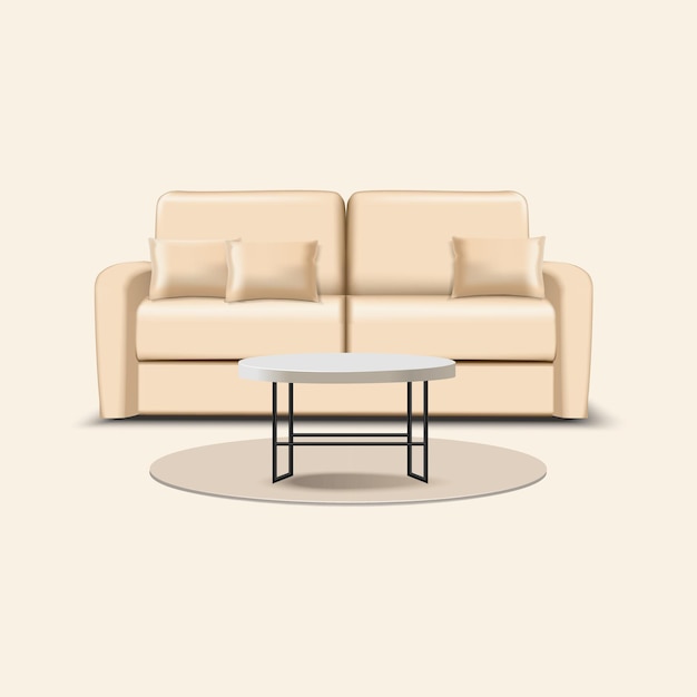 Vector sofa chair with table vector art on isolated