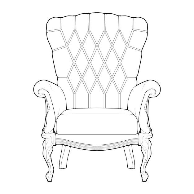 Sofa or couch line art illustrator Outline furniture for living room Vector illustration