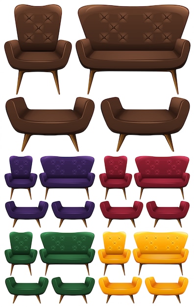 Vector sofa in five different colors