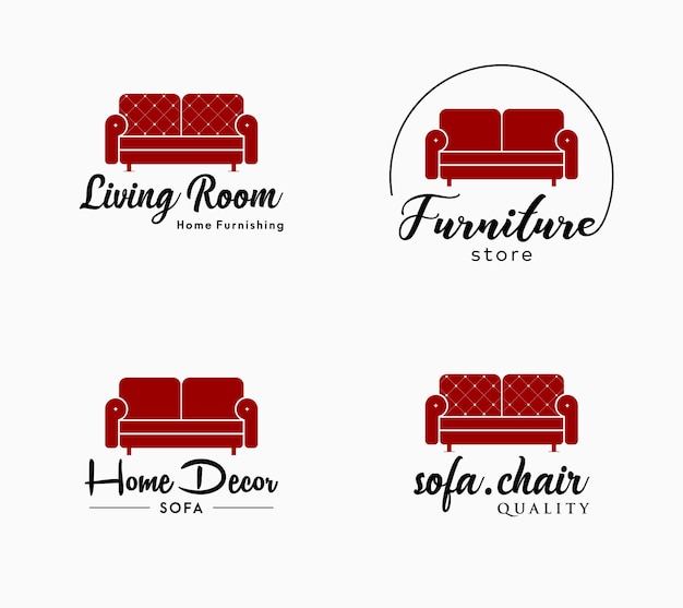 Divano negozio di mobili interni decorazione della casa di lusso elegante logo design vector