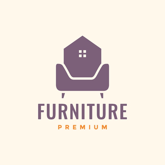 Vector sofa house interior furniture simple flat modern clean logo design vector icon illustration