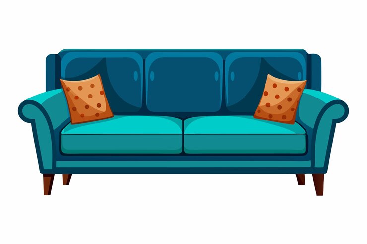Vector sofa set font table on white background