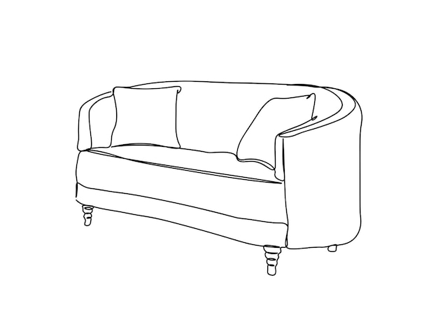 Sofa  single-line art drawing continues line vector illustration