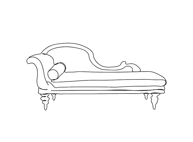 Sofa single-line art tekening gaat door met lijn vectorillustratie