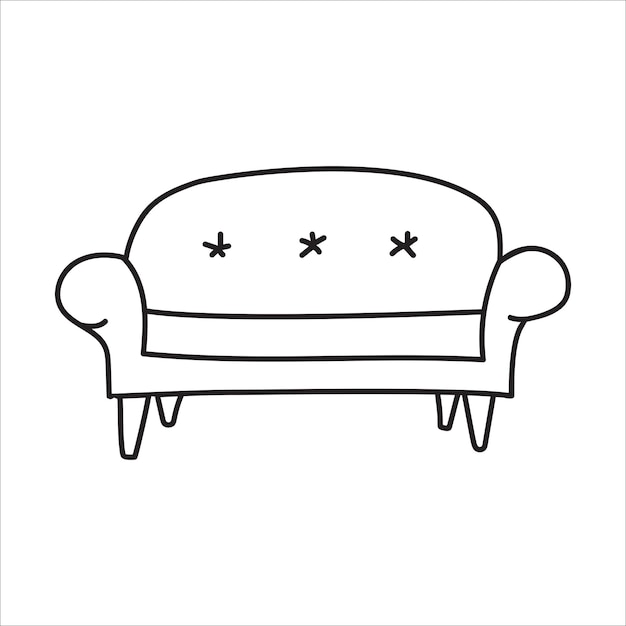 sofa vector doodle hand drawn illustration isolated on white background