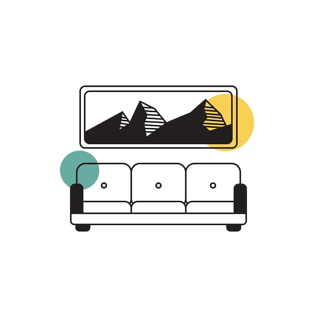 Sofa with mountain picture icon
