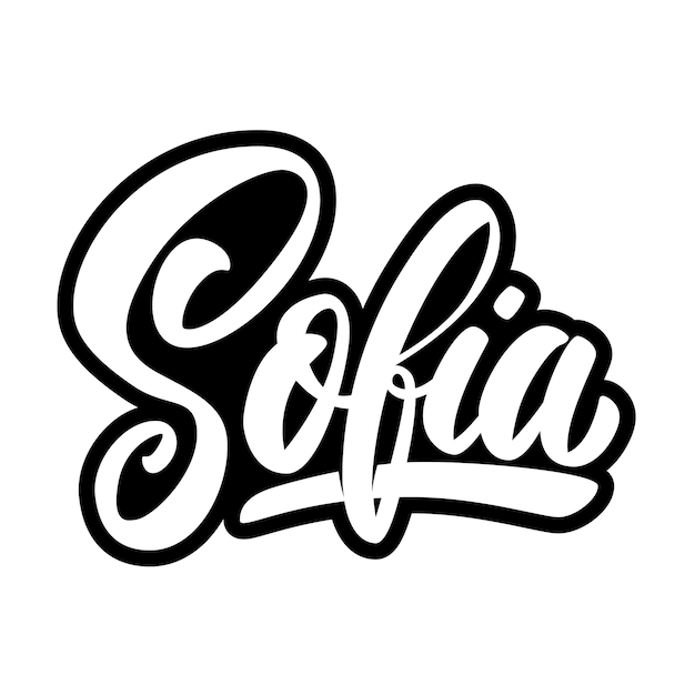 Sofia (capital of Bulgaria).  Lettering phrase on white background. Design element for poster, banner, t shirt, emblem. Vector illustration