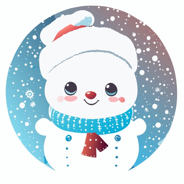 soft blended watercolor illustration of a cute snowman in the north pole 2d style childrens wate