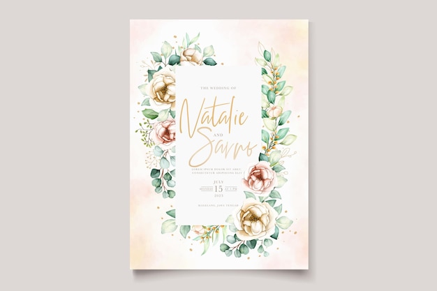 Soft color peonies watercolor invitation card set