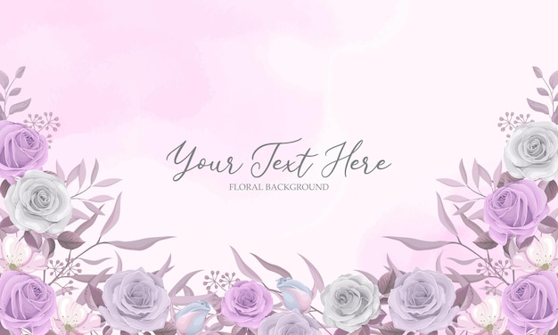 Vector soft color rose flower frame with editable text