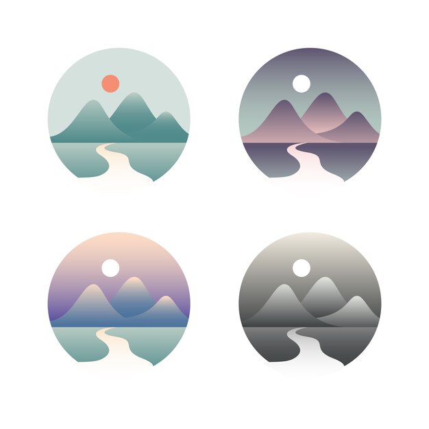 Soft colorful mountain logos icon