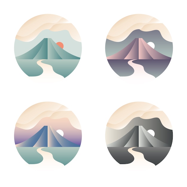 Vector soft colorful mountain logos icon