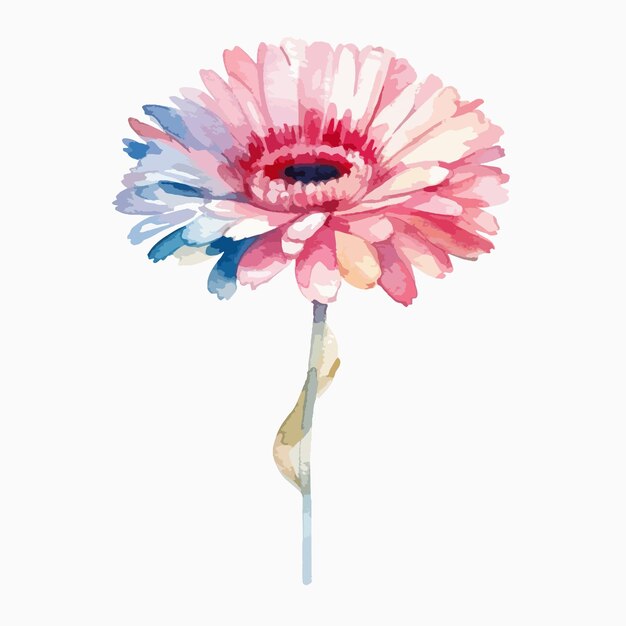 Soft and dreamy watercolor depiction of a gerbera flower