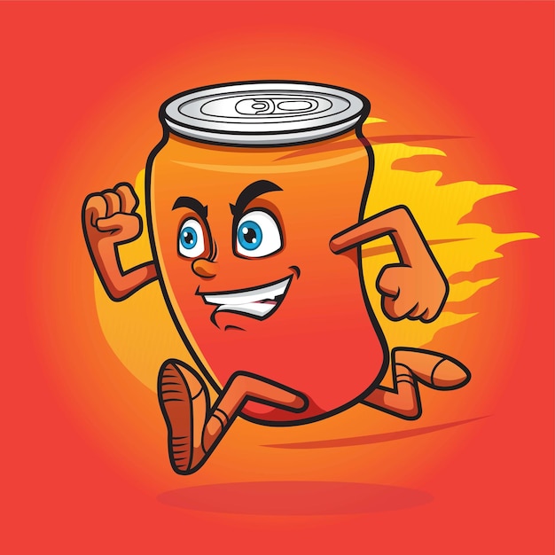 Soft Drink Cans Mascot Running Fast Vector Design