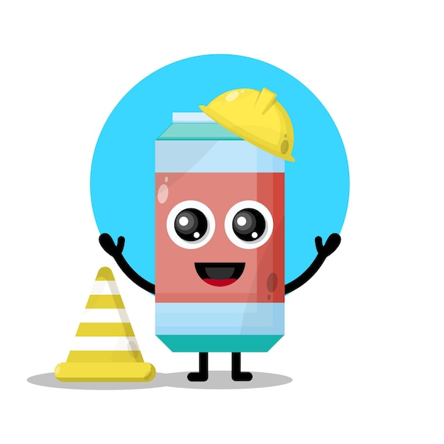 청량 음료 건설 노동자 귀여운 캐릭터 마스코트