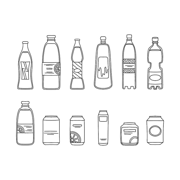 Soft drink hand drawn doodle illustrations vector set