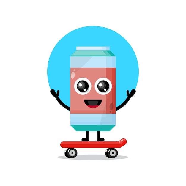 Soft drink skateboarding cute character mascot