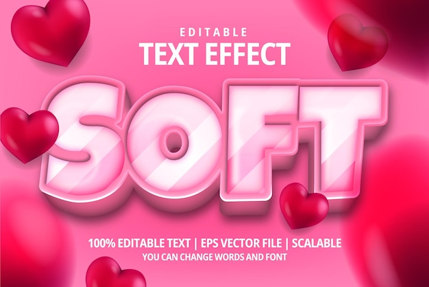 Soft editable text effect with love element