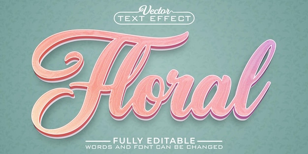 Vector soft floral editable text effect template