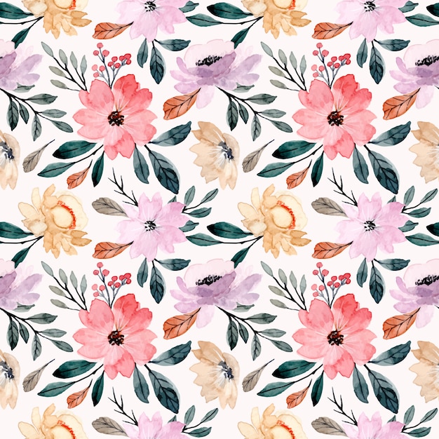 Soft floral watercolor seamless pattern