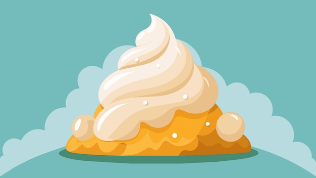 Vector soft fluffy whipped cream dolloped on top of a mountain of ice cream scoops ready to be drizzled