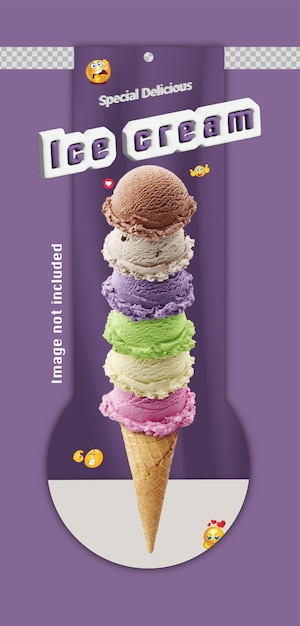 Vector soft gradient ice cream banner with photo