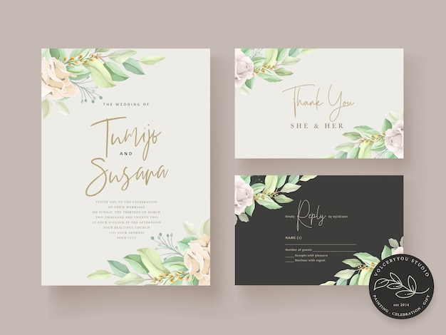 Мягкий зеленый цветочный набор свадебных открыток