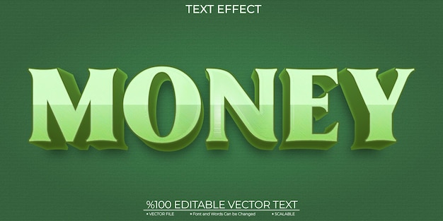 Soft Green Money Editable and Scalable Template 3d Vector Text Effect