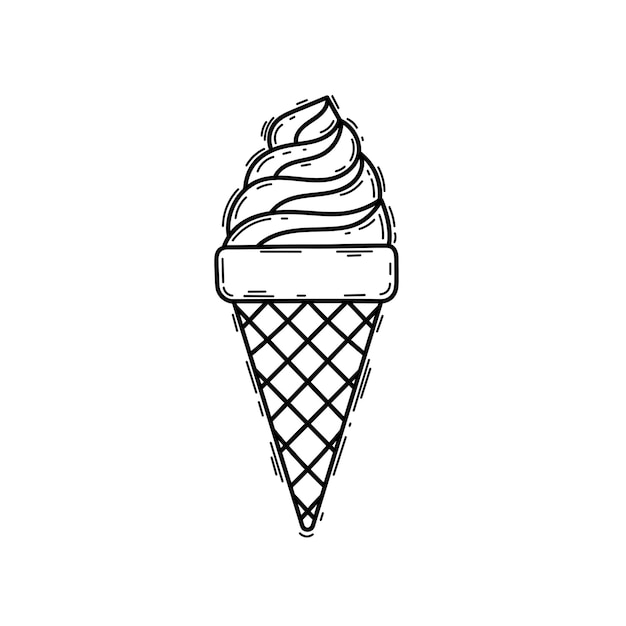 Soft Ice Cream in a Wafer Cone Summer Design Element for Tshirts Prints Banners Vector