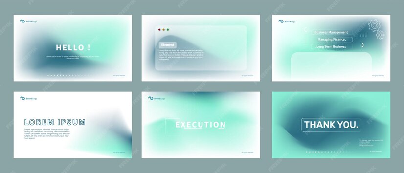 Premium Vector | Soft light green and dark color presentation templates