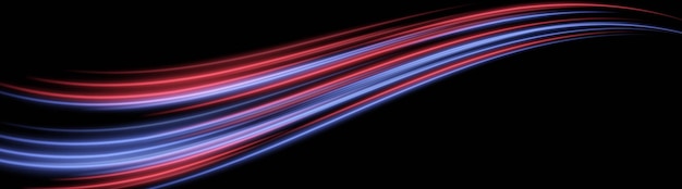 Soft light streaks Blended red and blue beams in forward spread Motion blur effect smooth neon direction